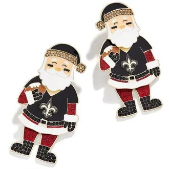 BaubleBar Womens BaubleBar New Orleans Saints Santa Claus Earrings in Black at Nordstrom