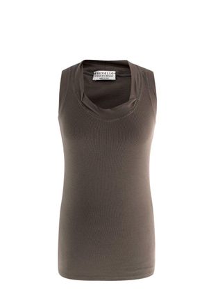 Brunello Cucinelli Soft Ribbed V Neck Tank Top Size XS