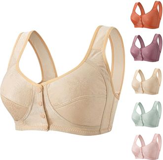 Generic Front Fastening Bras for Women Ladies Bras Non Wired Full Support Plus Size Full Figure Unpadded Everyday Underwire for Big Bust Comfy Wide Straps Sup