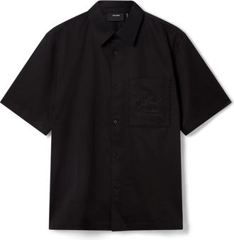 Axel Arigato Shirt met Stitch-borduursel - Heren - Korte mouwen Overhemden - Zwart - L - Katoen - Overhemden