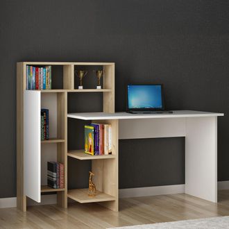 Dmora Escritorio Jato, 7 Estantes, Una Puerta, 7 Espacios, 71x60x74h Cm Blanco