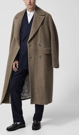 BOSS Mens Chevron pattern brushed alpaca long overcoat