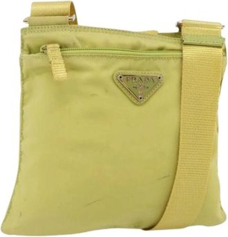 Prada Pre-owned Cross Body Bags, female, Yellow, Size: ONE SIZE Pre-owned Vintage Nylon Shoulder Bag