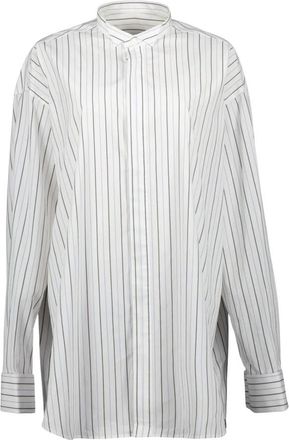Ami Gestreepte Oversized Shirt Lente-Zomer 2025 - Dames - Overhemden - Wit - XS - Katoen - Overhemden