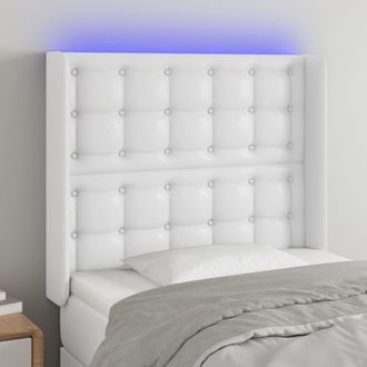 vidaXL Cabecero Con Led Cuero Sint&eacute;tico Blanco 93x16x118/128 Cm Vidaxl