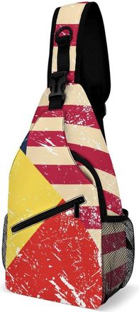 Generic U.S. And Congo Vintage Flag Mens Shoulder Bags Sling Crossbody Backpack Travel Hiking Chest Bag with Small Side 38x20cm