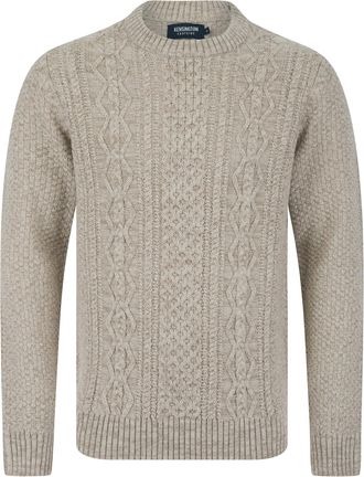 Kensington Eastside Mens Goldstein Wool Blend Chunky Cable Knitted Crew Neck Jumper