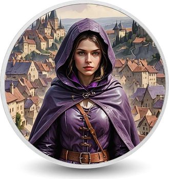 OEM Cr&oacute;nicas De Los Guardianes Encapuchados: El Centinela Lavanda, Moneda Plateada De 1 Oz