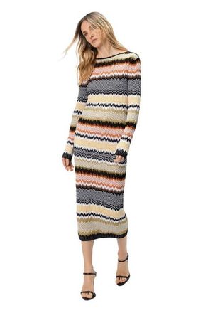 Missoni Long Crew Neck Dress With Chevron Pattern in Multicoloured at Nordstrom, Size 40 It