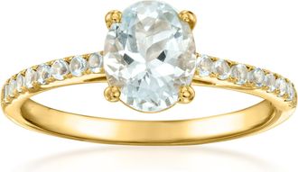 Ross-Simons Aquamarine Birthstone Ring in 18kt Gold Over Sterling