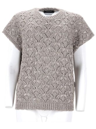 Fabiana Filippi Intricate Lace-Knit Sweater In Airy Grey