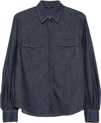 7 For All Mankind Denim blouse met ballonmouwen - Dames - Spijkeroverhemden - Blauw - XS - Denim - Overhemden
