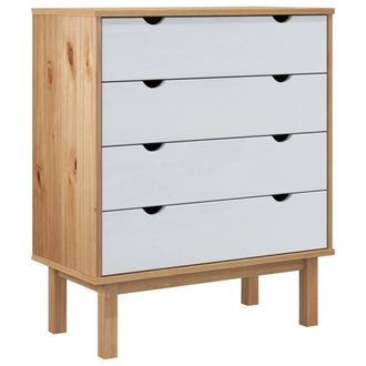 Berkfield Home Drawer Cabinet OTTA Brown&White 76.5x39.5x90cm Solid Wood Pine in Natural | Size: 76.5x39.5x90 cm