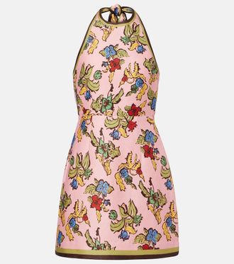 Alemais Alémais Floral halterneck linen-blend minidress