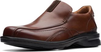 Clarks Mens Gessler Step Loafer, Dark Tan Leather, 10 UK Wide