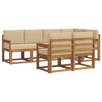 vidaXL Conjunto De Sof&aacute;s De Exterior Con Coj&iacute;n 7 Pcs Natural Y Beige Vidaxl