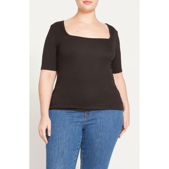 Universal Standard Foundation Short Sleeve Top in Black at Nordstrom, Size Xl