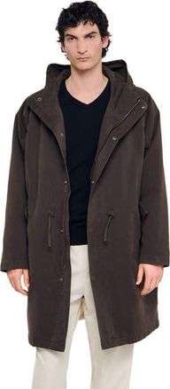 Sandro Oversized cotton and wool parka in Dark Taupe at Nordstrom, Size Medium