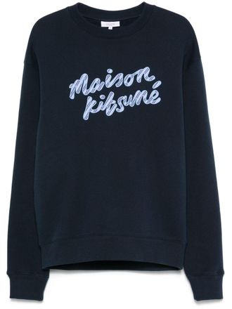 Maison Kitsuné logo-embroidered sweatshirt - men - Cotton - S - Blue