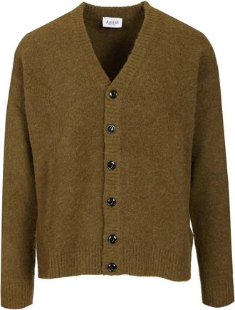 Amish Oversized Cardigan - Heren - Vesten - Groen - XL - Wol - Truien & Vesten