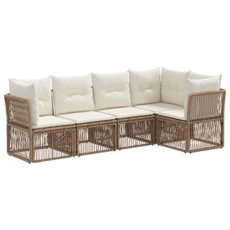 vidaXL Conjunto De Sof&aacute;s De Jard&iacute;n 5 Pcs Beige Rat&aacute;n Sint&eacute;tico Vidaxl