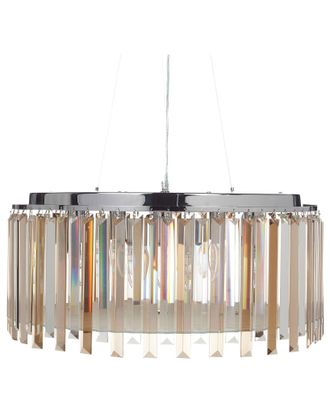 Beliani Lampadario A Soffitto In Ferro Con Cristalli Di Vetro Con Finitura Cromata Illuminazione Del Soggiorno Sala Da Pranzo Argento Lameira