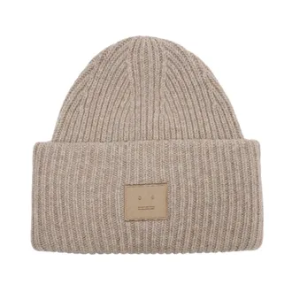 Acne Studios Large Face Logo Beanie - unisex - Acne Studios - Accessories - Beige - ONE SIZE - Accessories