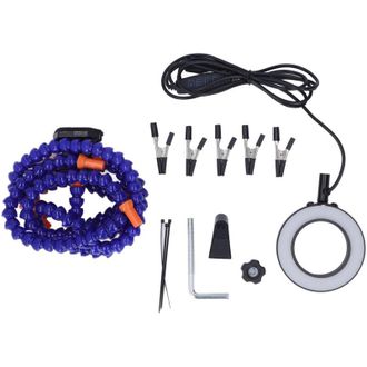 OEM Estaci&oacute;n De Soldadura Manual Abs Con 5 Mordazas, 3 Puertos Usb, Brazo Flexible Y Luz, Color Azul -crezuo