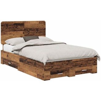 vidaXL Bed Frame with Headboard Old Wood 120 x 190 cm Engineered Wood vidaXL