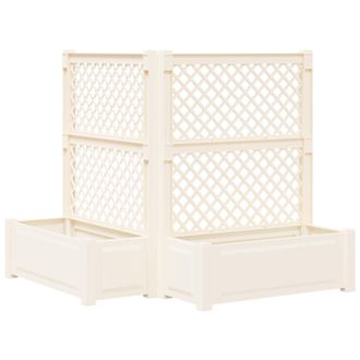 vidaXL Maceta Grande Con Trellis 2 Pcs Blanco 143 X 143 X 133,5 Cm Pp Vidaxl