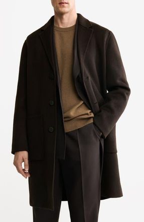 Mango Handmade Wool Blend Melton Overcoat in Brown at Nordstrom, Size Small