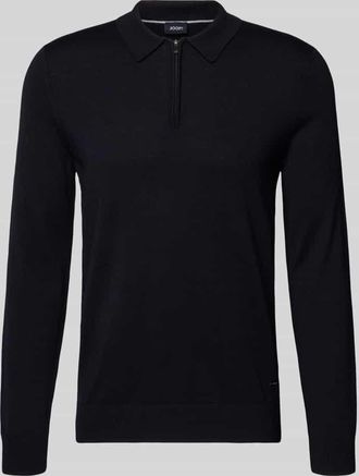 Joop Strickpullover aus Schurwolle mit Polokragen Modell Dondor in Dunkelblau, Größe XXL