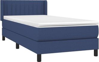 vidaXL Cama Box Spring Con Colch&oacute;n Tela Azul 90x190 Cm Vidaxl