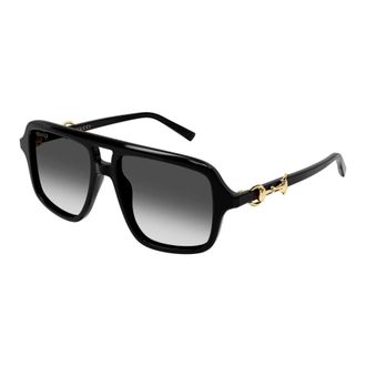 Gucci Sunglasses, female, Black, Size: 55 MM Navigator Frame Sunglasses