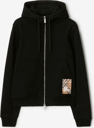 Burberry Check Label Cotton Zip Hoodie