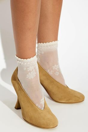 Moschino Suede Heeled Shoes, Womens, Beige