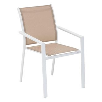 Hesperide Hesperide - Sill&oacute;n De Jard&iacute;n Apilable Essentia De Lino Y Aluminio Con Revestimiento Epoxi Blanco - Hesp&eacute;ride