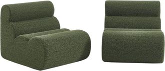 Sweeek Sof&aacute; modular con efecto alpaca, 2 plazas, verde kaki