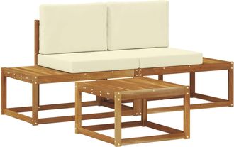 vidaXL Conjunto De Sof&aacute;s De Exterior 3 Uds. Natural Vidaxl