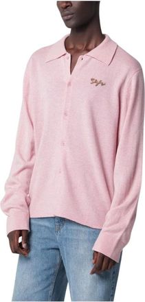S&eacute;fr Gebreid Shirt - Heren - Truien - Roze - Maat: S Wol