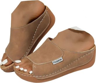 Generic Sandals for Women Ladies Slippers Comfortable Heel Stand Summer Womens Sandals & Slides Fashion Flat Platform Thick Bottom Fish Mouth Hard Bottom Beac