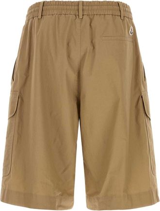 Moncler Mens Cotton Cargo Bermuda Shorts Beige Bermudas