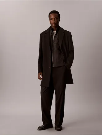 Calvin Klein Mens 3-In-1 Wool Blend Coat & Vest - Black - XL