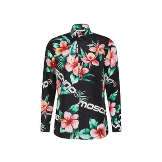 Moschino Black Silk Pattern Mens Shirt