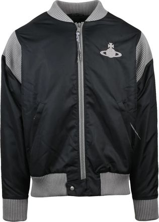 Vivienne Westwood Stripped Cyclist Bomber Coat With Contrasting Lining And Ribbed Details