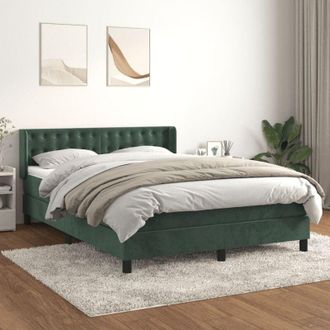 vidaXL Cama Box Spring Con Colch&oacute;n Terciopelo Verde Oscuro 140x200 Cm Vidaxl