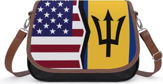 Generic US & Barbados Flag Fashion Womens Crossbody Bags Novelty Handbag Shoulder Bag Purse