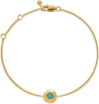 Monica Vinader Bezel Birthstone Station Bracelet in December/Turquoise /gold at Nordstrom