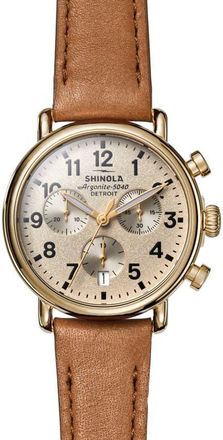 Shinola Runwell Chronograph Leather Strap Watch, 37mm in Cream at Nordstrom