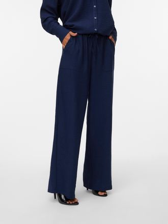 Vero Moda Schlupfhose VERO MODA VMMELANEY HW LOOSE PANT WVN GA NOOS, Damen, Gr. XL (42), N-Gr, blau (navy blazer), Web, Obermaterial: 100% Polyester, unifarben,
